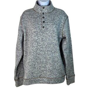 Weatherproof Vintage Heather Gray Button Neck Polyester Sweater S